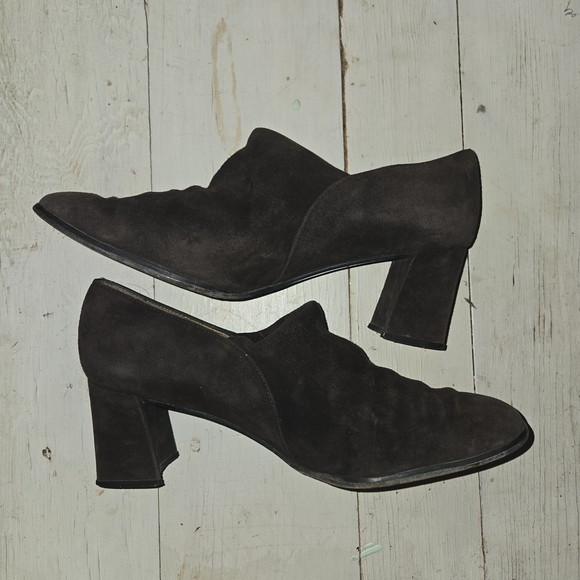 Stuart Weitzman Size 8 Dark Brown Suede Chunky Block 2.5" Heel GUC Fall Wedding - Picture 3 of 7